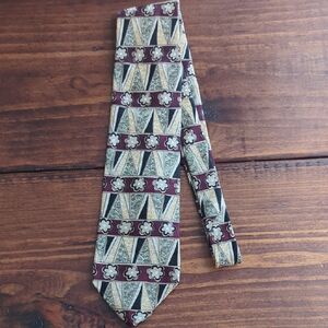 Rooster Mens Geometric Pattern Tie Made In U.S.A 100% Silk